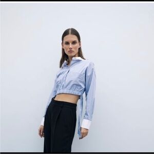 NWT Zara Striped Long sleeve Crop Top